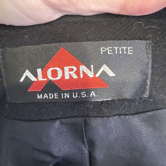 Alorna Petite Medium Shawl Collar Wool Coat Ribbon Trim Made in USA Crop Sleeve - Picture 11 of 11